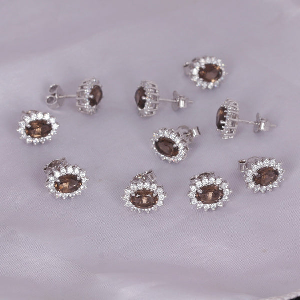 65 Ct Natural Smoky Topaz Earrings - GEMHUB - View 5
