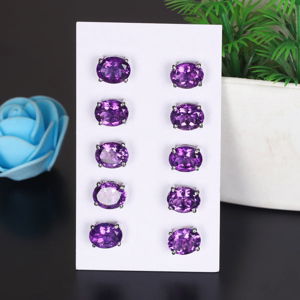 65 Ct Natural Purple Amethyst Earrings - GEMHUB