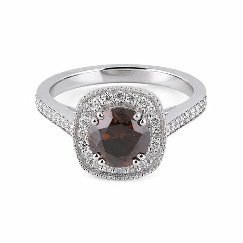 1.2 Ct Round Cut Fancy Brown Lab Grown Diamond Ring - GEMHUB