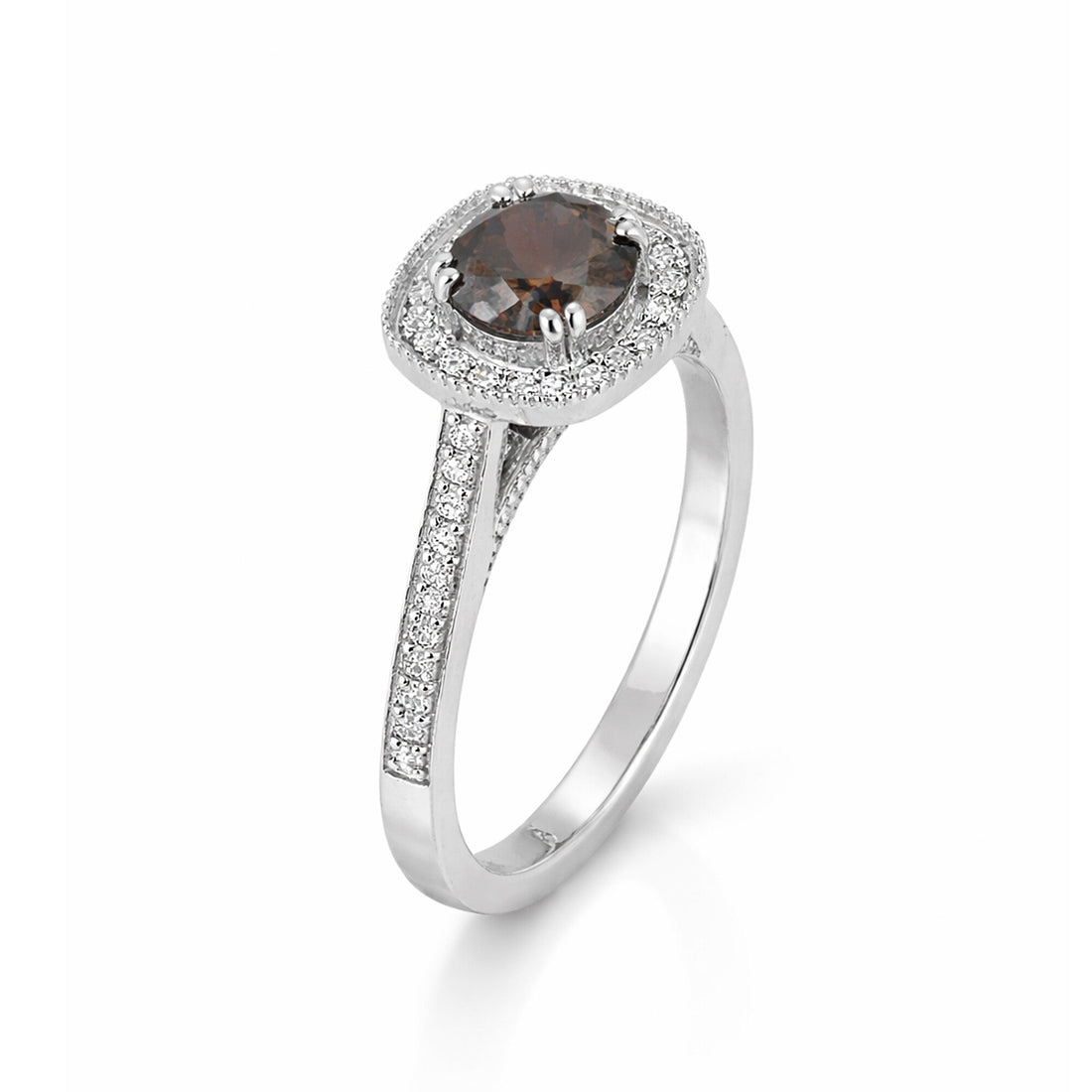 1.2 Ct Round Cut Fancy Brown Lab Grown Diamond Ring - GEMHUB - View 4