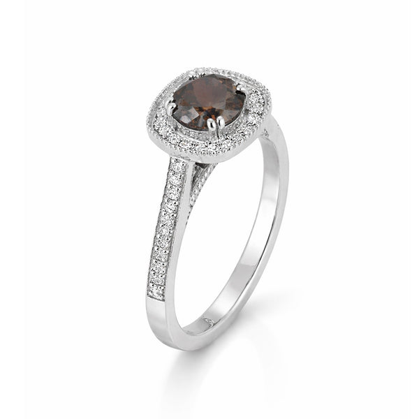 1.2 Ct Round Cut Fancy Brown Lab Grown Diamond Ring - GEMHUB - View 4