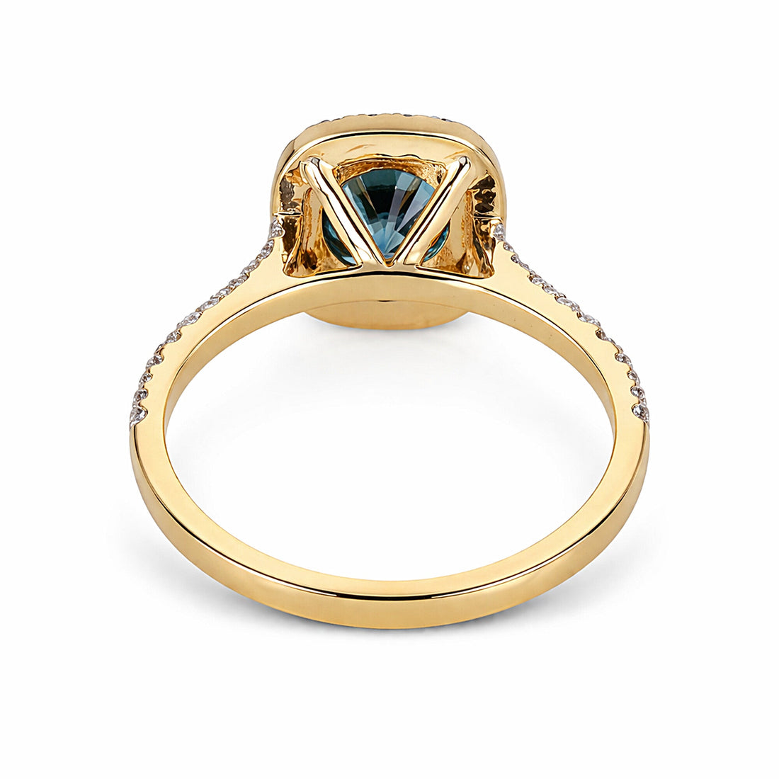 1.5 Ct Round Cut Fancy Vivid Blue Lab Grown Diamond Ring - GEMHUB - View 3