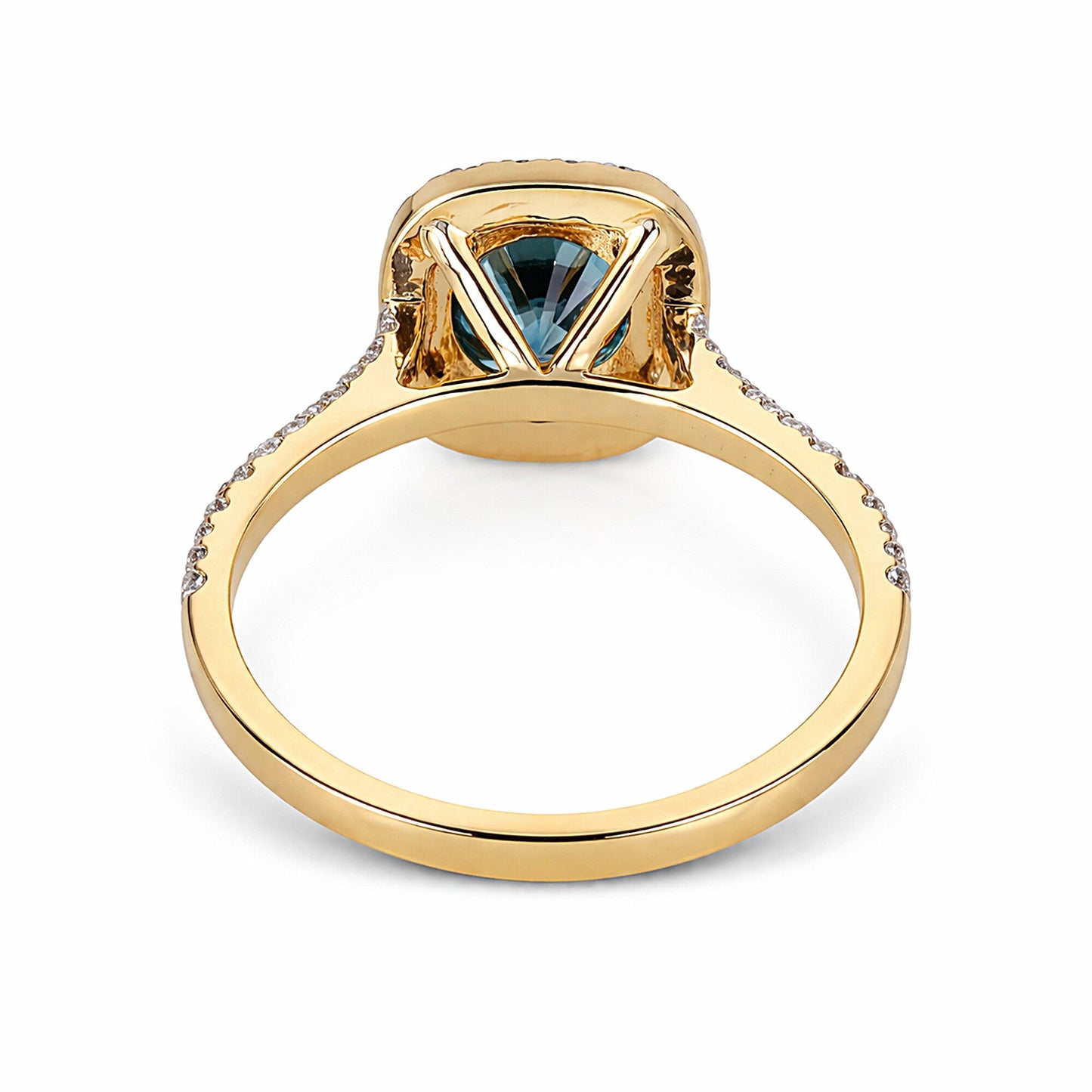 1.5 Ct Round Cut Fancy Vivid Blue Lab Grown Diamond Ring - GEMHUB - View 3