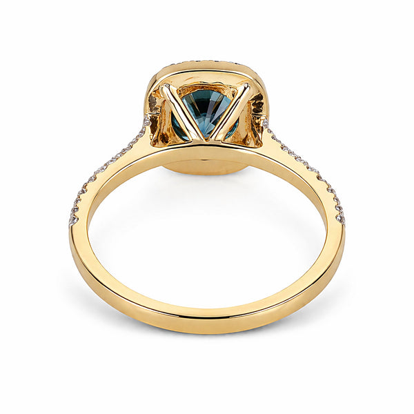 1.5 Ct Round Cut Fancy Vivid Blue Lab Grown Diamond Ring - GEMHUB - View 3