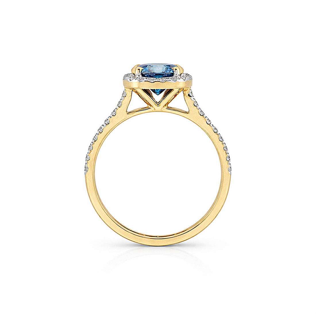 1.5 Ct Round Cut Fancy Vivid Blue Lab Grown Diamond Ring - GEMHUB - View 5
