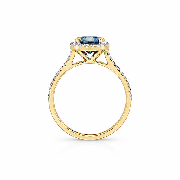 1.5 Ct Round Cut Fancy Vivid Blue Lab Grown Diamond Ring - GEMHUB - View 5