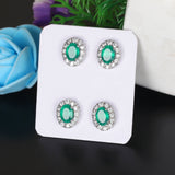 65 Ct Natural White Green Emerald Earrings - GEMHUB