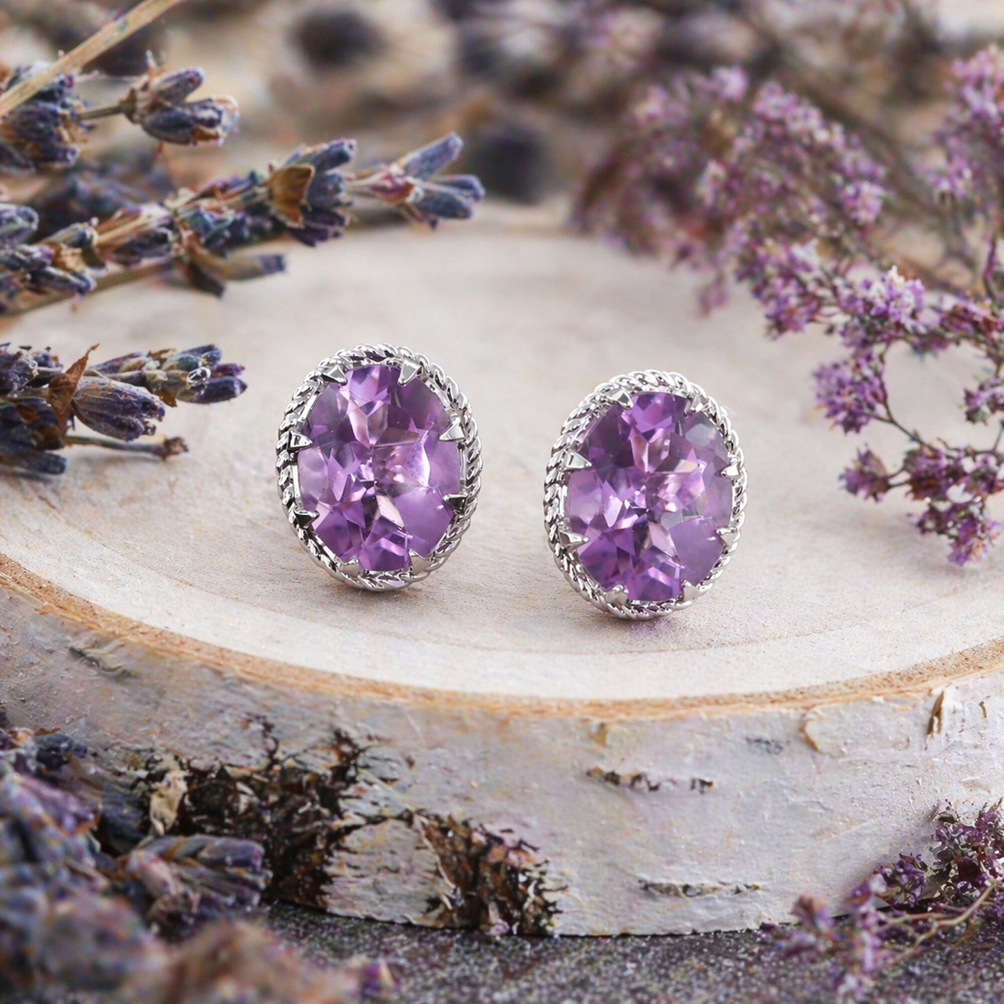 10 Ct Natural Purple Moonstone Earrings - GEMHUB - View 3