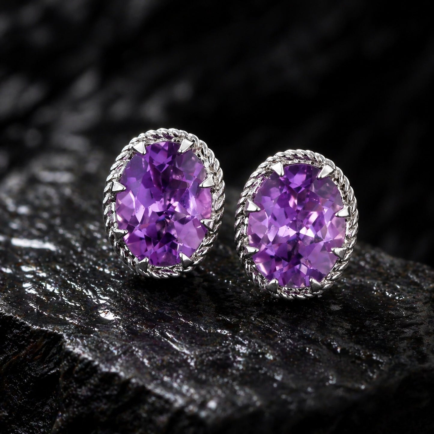 10 Ct Natural Purple Moonstone Earrings - GEMHUB - View 2