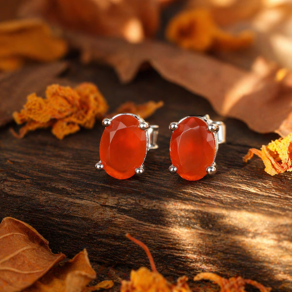 10 Ct Natural Orange Carnelian Earrings - GEMHUB - View 3