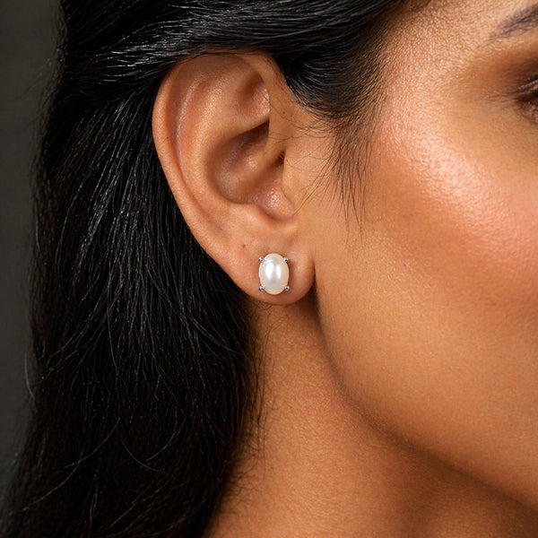 10 Ct Natural White Pearl Earrings - GEMHUB