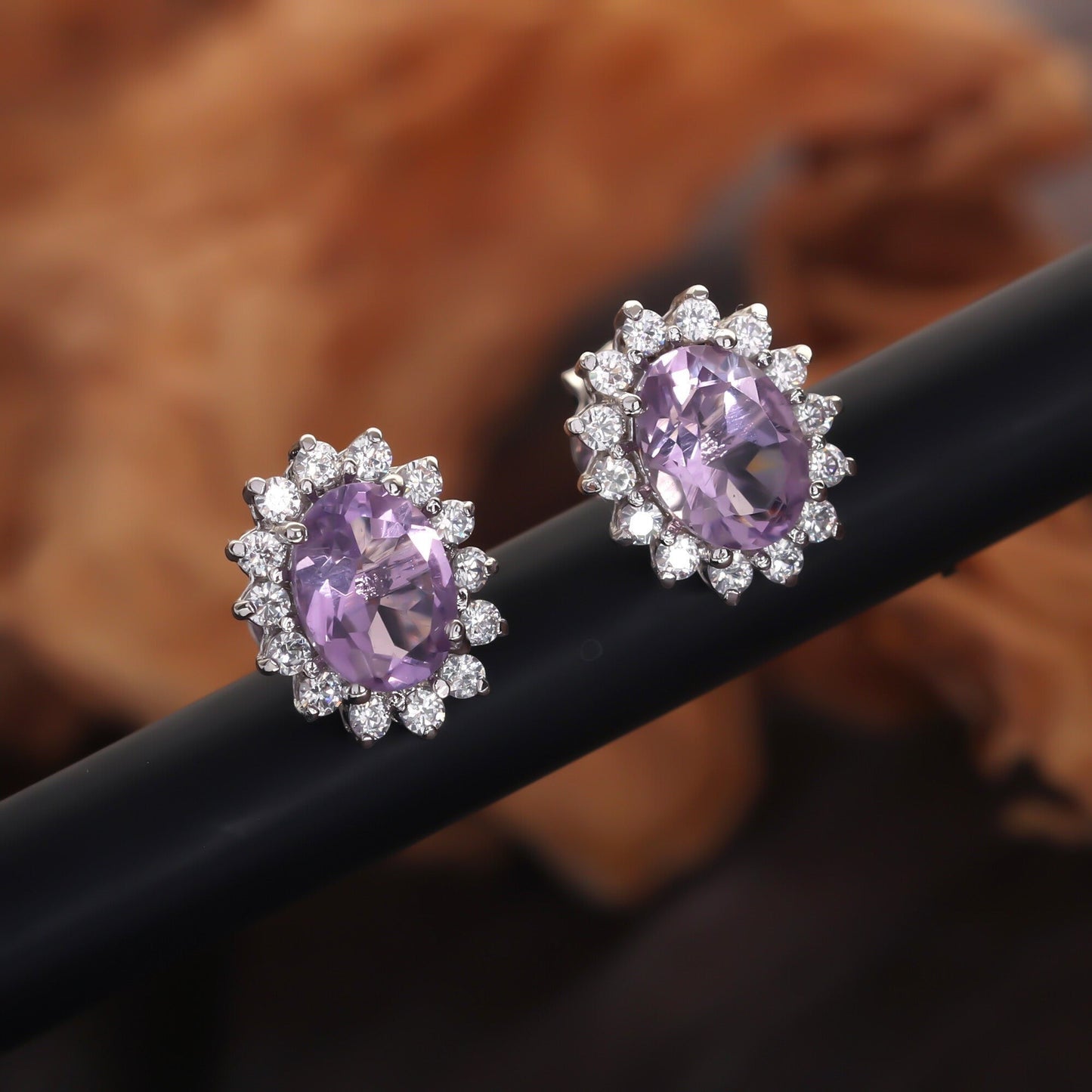 10 Ct Natural Purple Amethyst Earrings - GEMHUB - View 6
