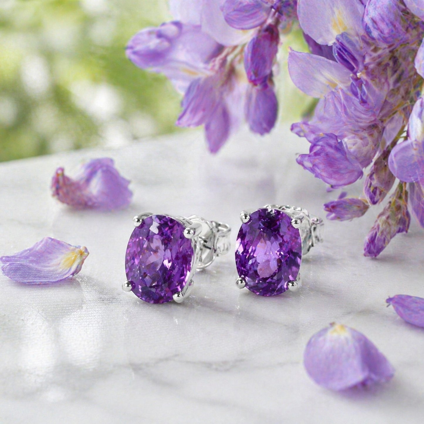 10 Ct Natural Purple Amethyst Earrings - GEMHUB - View 3