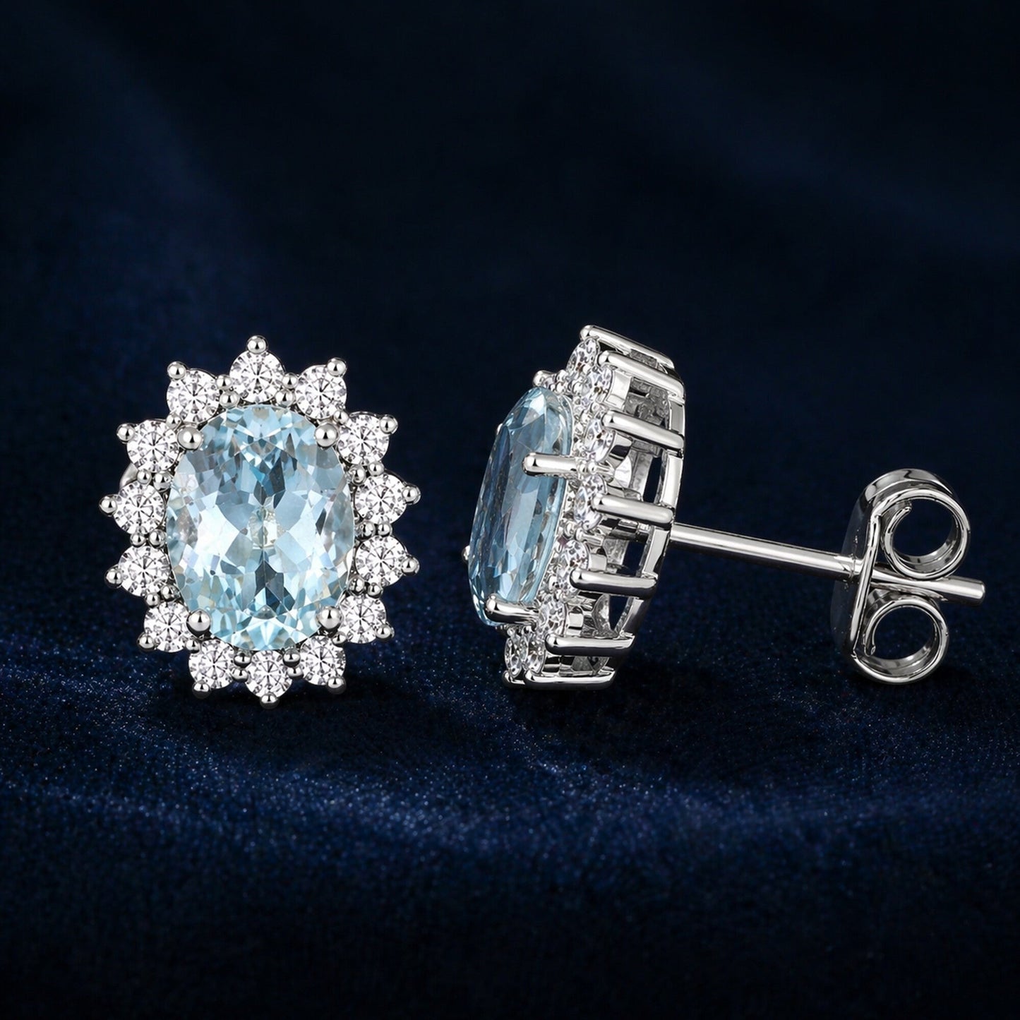 10 Ct Natural Aqua Sky Aquamarine Earrings - GEMHUB - View 2