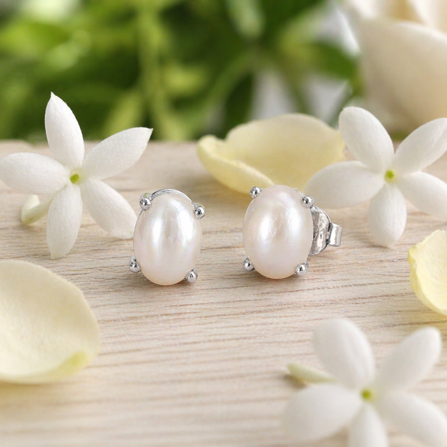 10 Ct Natural White Pearl Earrings - GEMHUB - View 3