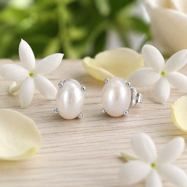 10 Ct Natural White Pearl Earrings - GEMHUB - View 3