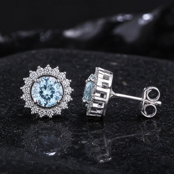 10 Ct Natural Aqua Sky Aquamarine Earrings - GEMHUB - View 2