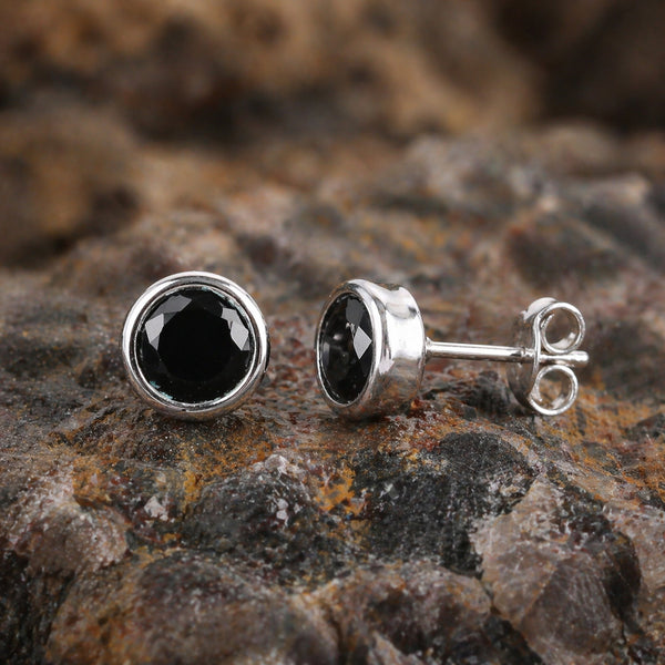10 Ct Natural Black Agate Earrings - GEMHUB - View 3
