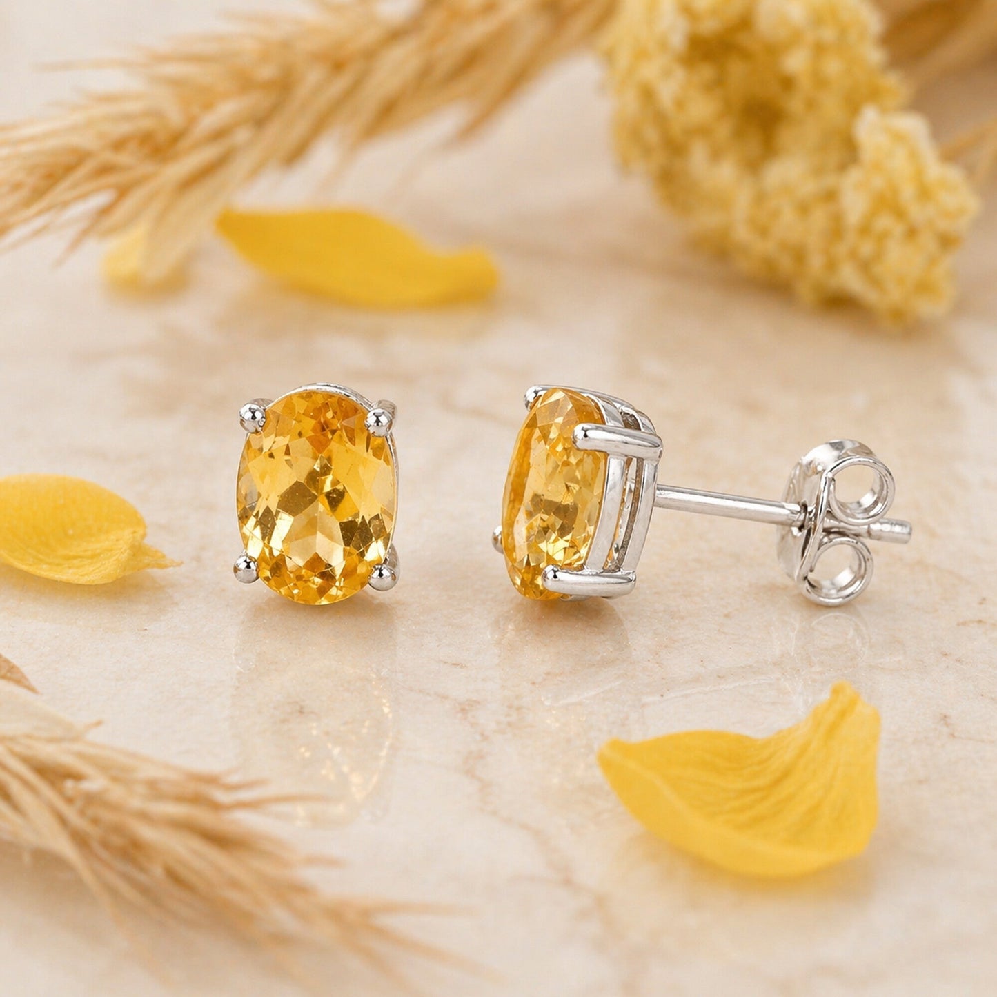 10 Ct Natural Yellow Citrine Earrings - GEMHUB - View 3