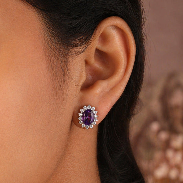 10 Ct Natural Purple Amethyst Earrings - GEMHUB