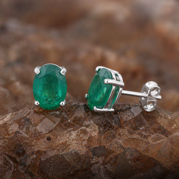 10 Ct Natural Green Emerald Earrings - GEMHUB - View 3