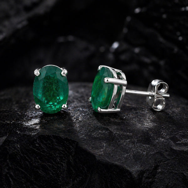 10 Ct Natural Green Emerald Earrings - GEMHUB - View 2