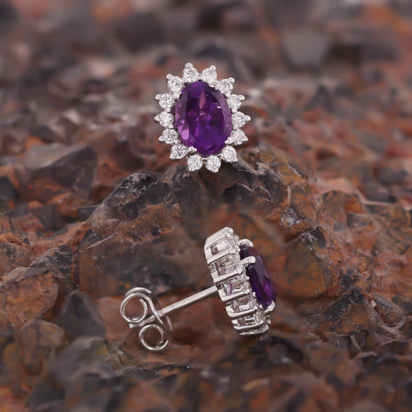 10 Ct Natural Purple Amethyst Earrings - GEMHUB - View 5