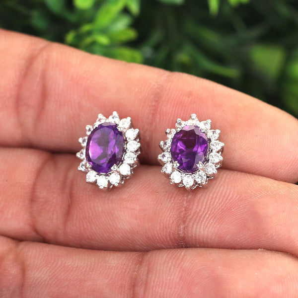 10 Ct Natural Purple Amethyst Earrings - GEMHUB - View 4