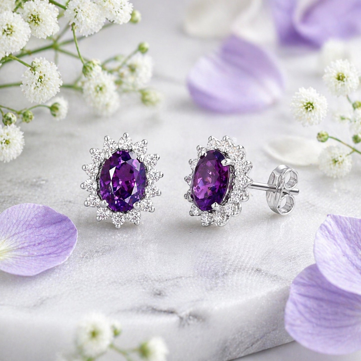 10 Ct Natural Purple Amethyst Earrings - GEMHUB - View 3