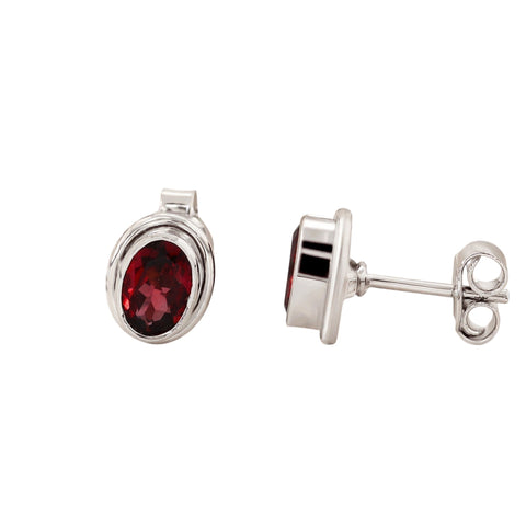 10 carat natural red garnet oval drop earrings in 925 sterling silver setting
