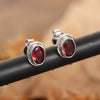 Back of red garnet earrings with 925 sterling silver lever-back closure