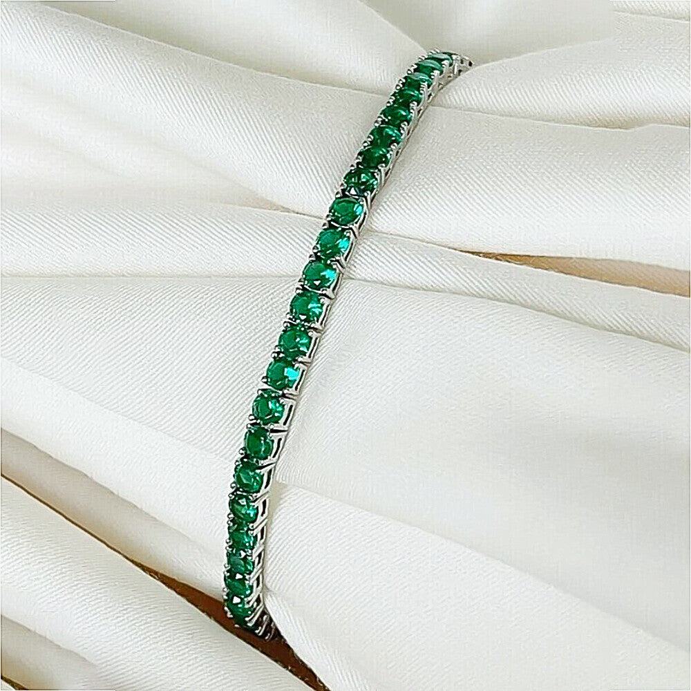 14k Yellow Gold 4.75Ct Round Natural Diamond Certified Exquisite Tennis Bracelet - GEMHUB