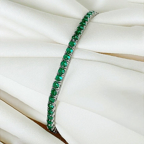 14k Yellow Gold 4.75Ct Round Natural Diamond Certified Exquisite Tennis Bracelet - GEMHUB