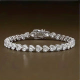 Certified Natural Heart Cut Diamond Tennis Bracelet Daily Wear 14k White Gold - GEMHUB