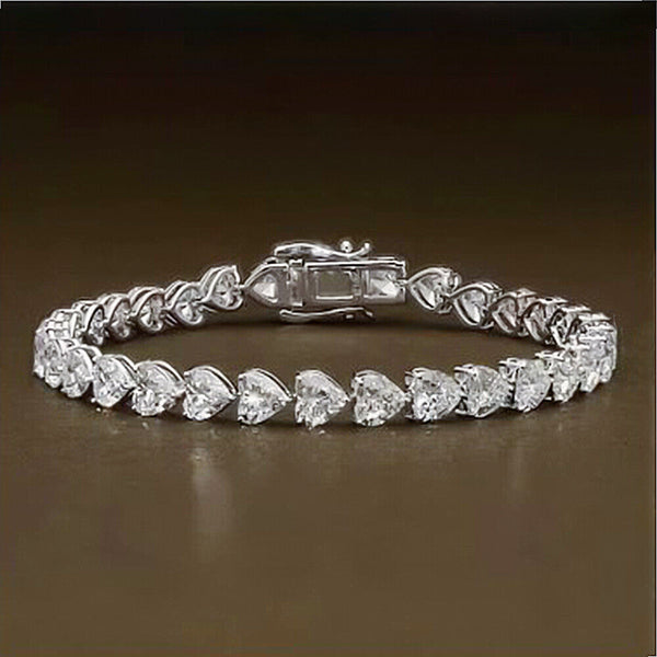 Certified Natural Green Emerald Round Tennis Bracelet Daily Wear 14k White Gold - GEMHUB