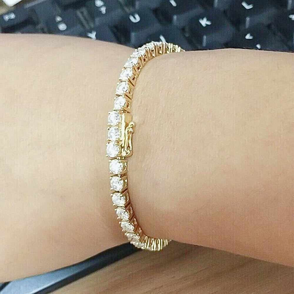 GH/VS Certified 6Ct Round Cut Sparkling Natural Diamond 14k Gold Tennis Bracelet - Image 4 - GEMHUB