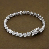 Certified Natural Heart Cut Diamond Tennis Bracelet Daily Wear 14k White Gold - Image 2 - GEMHUB
