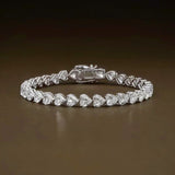Certified Natural Heart Cut Diamond Tennis Bracelet Daily Wear 14k White Gold - Image 3 - GEMHUB