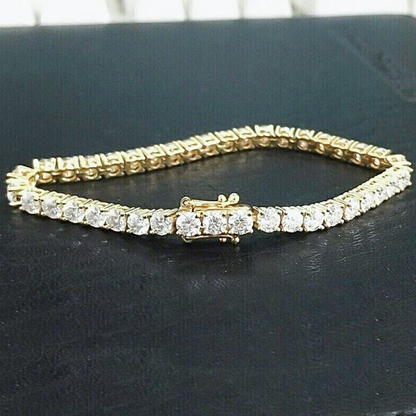 GH/VS Certified 6Ct Round Cut Sparkling Natural Diamond 14k Gold Tennis Bracelet - Image 3 - GEMHUB