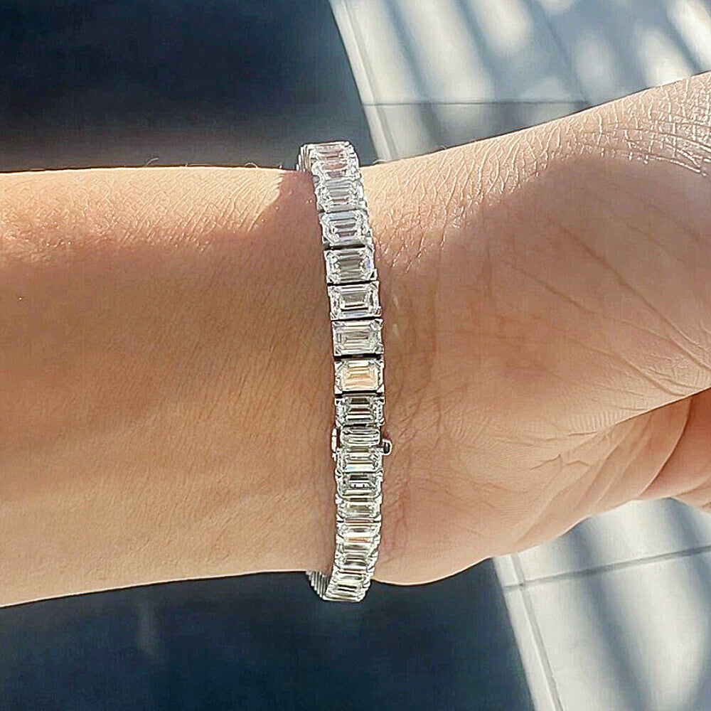 Natural Certified Round Cut Diamond Tennis Bracelet 14k White Gold 6.20Ct GH/SI - GEMHUB