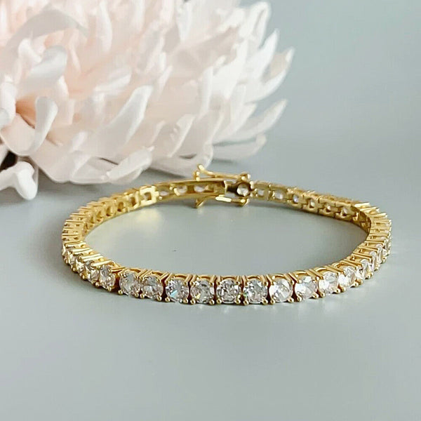 GDGL Certified 14k Yellow Gold 2.00CT Round Cut Natural Diamond Tennis Bracelet - Image 3 - GEMHUB