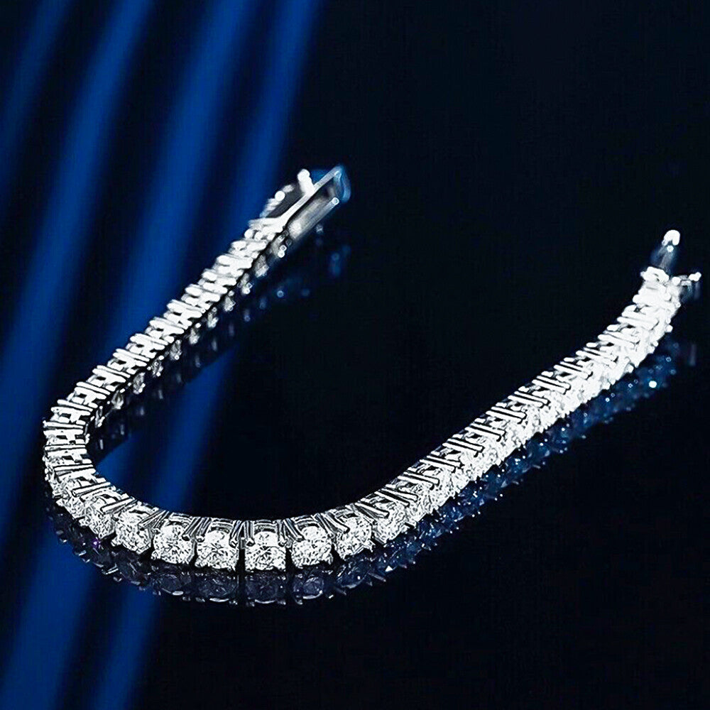 9.30Ct Round Cut Sparkling Natural Diamond Tennis Bracelet 14k Yellow Gold - Image 2 - GEMHUB