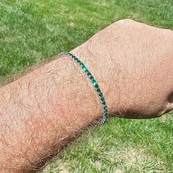 HUGE Emerald Cut Lab-Grown Diamond Dedicated Tennis Bracelet 14K White Gold - Image 3 - GEMHUB
