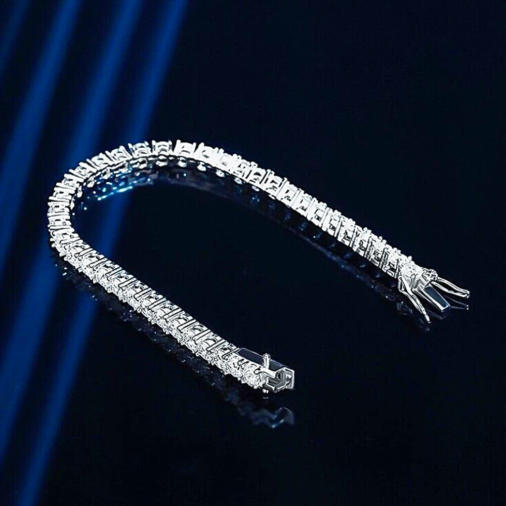 9.30Ct Round Cut Sparkling Natural Diamond Tennis Bracelet 14k Yellow Gold - Image 3 - GEMHUB
