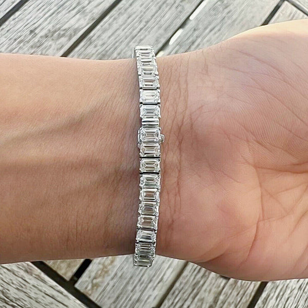 Natural Certified Round Cut Diamond Tennis Bracelet 14k White Gold 6.20Ct GH/SI - Image 2 - GEMHUB