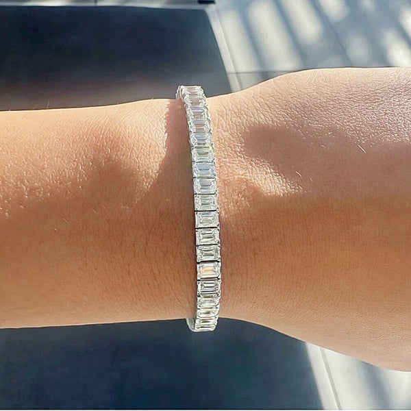 Natural Certified Round Cut Diamond Tennis Bracelet 14k White Gold 6.20Ct GH/SI - Image 4 - GEMHUB