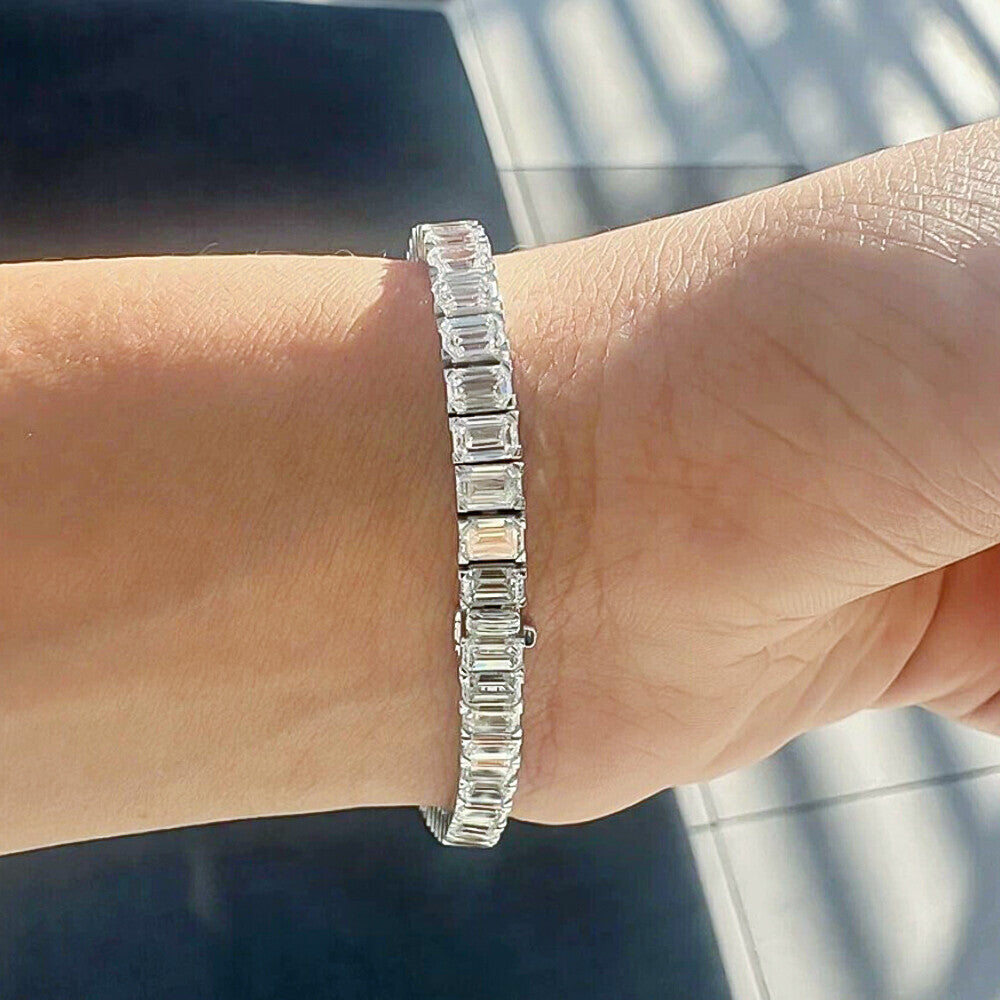 Natural Certified Round Cut Diamond Tennis Bracelet 14k White Gold 6.20Ct GH/SI - Image 3 - GEMHUB