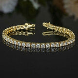 Tennis Bracelet 5Ct Round GH SI Natural Diamond 14K Yellow Gold Wedding Proposal - GEMHUB