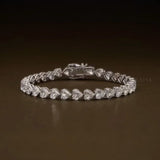 14K White Gold Heart-Cut Lab-Grown Diamond Tennis Bracelet Mother's Special Gift - Image 3 - GEMHUB