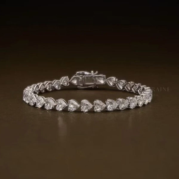 14K White Gold Heart-Cut Lab-Grown Diamond Tennis Bracelet Mother's Special Gift - Image 3 - GEMHUB